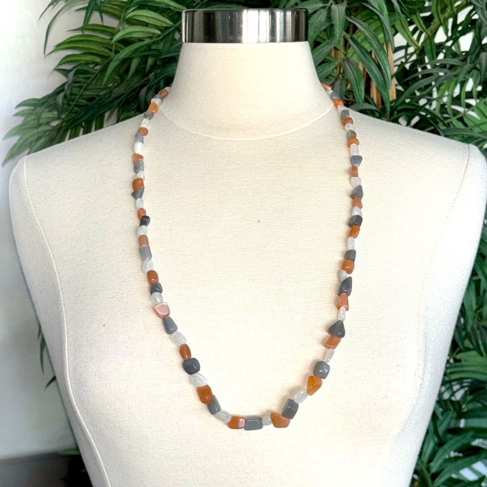 Affinity Gems Multicolored Moonstone 32" Necklace, Sterling Silver